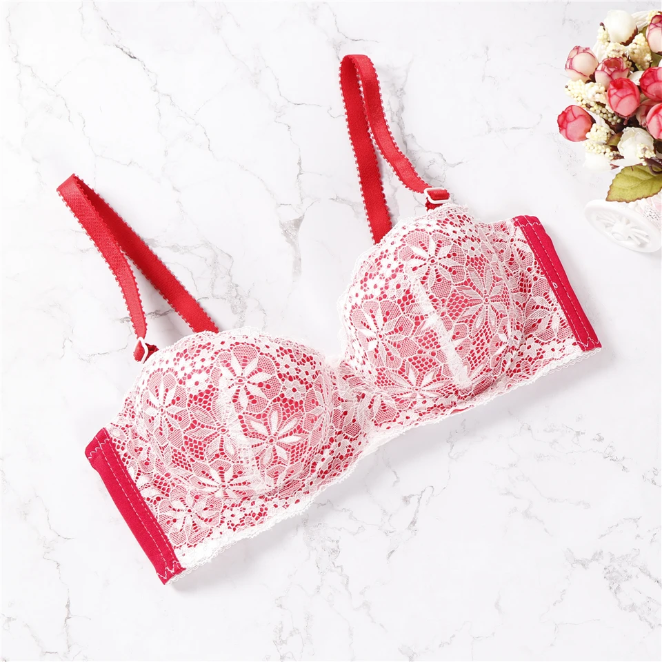 

LEECHEE Half cup 1 / 2 sexy underwear lace pattern elegant attractive temperament cushion push up slim plastic women's underwear