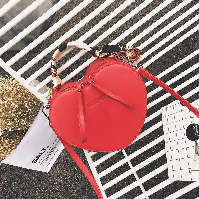 

2019 Summer New Style Fashion WOMEN'S Bag Peach Heart Bag Cool Silk Scarves Handbag Crossbody Bag