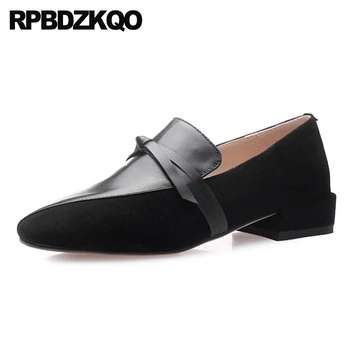 

square toe 2019 flats 10 designer shoes china italian genuine leather women slip on 11 ladies loafers suede black large size