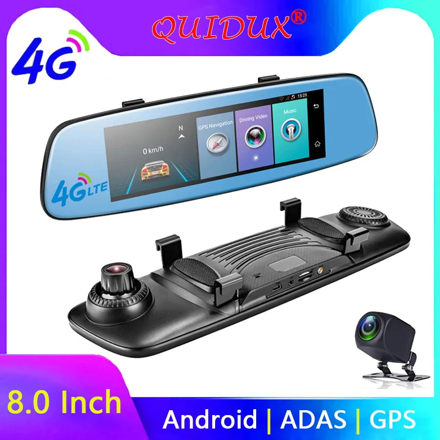 QUIDUX ADAS Car DVR Rearview Mirror 4G Wifi Camera Video recorder mirror 7.84\ Full HD 1080P Android Dash Cam Registrar Recorder