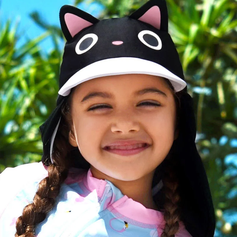 

CHILDREN'S Swimming Cap Cute Cartoon Topee Outdoor Beach Seaside Cartoon Cat Ear BOY'S Girls Devils Cap
