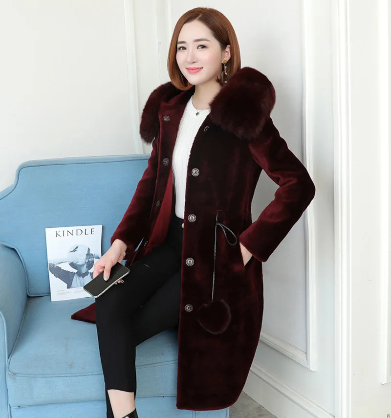 Зимнее женское пальто из искусственного меха роскошное длинное меховое пальто Свободное пальто с отворотом толстое теплое пальто с капюшоном размера плюс 4xl Женская куртка из меха норки