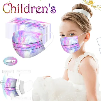 

50pc Kiddisposable Masque Halloween Cosplay Mascarillas Desechable Eye Patch Tie-dye Print Mondkapjes Mascherine Mondmasker