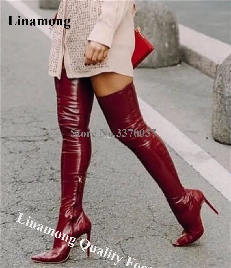 over the knee stiletto leather boots