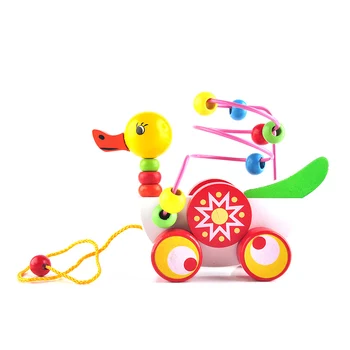 

1Pcs Educational Duckling Trailer Toy Around Beads Learning Game Multicolour Children Kids Puzzle Baby Infant Wooden Toys Gifts