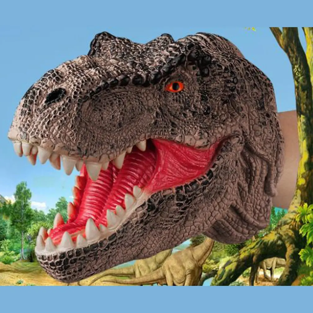 Animal Finger Puppet New Dinosaur Hand Puppets Soft Rubber Dinosaur Toys Jurassic Raptor Realistic Puppet Head Hand Puppet Figure Toys