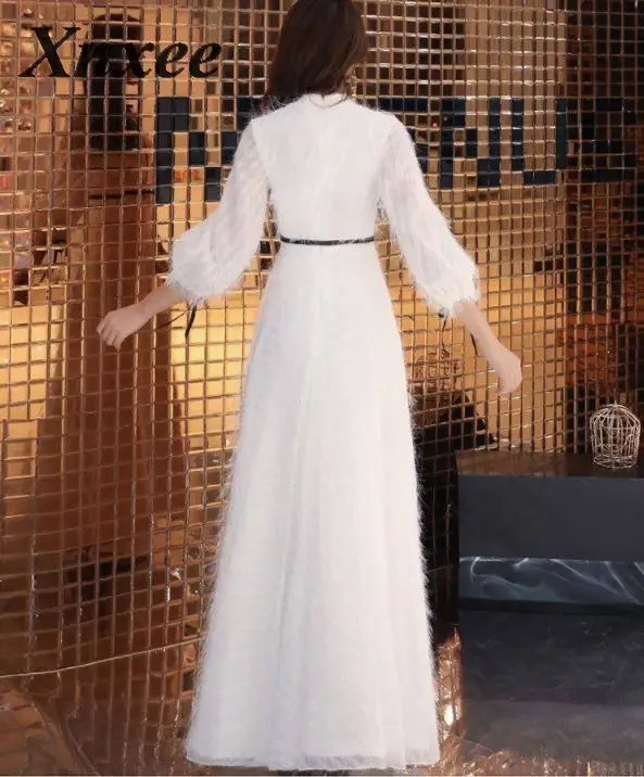 Женское благородное длинное тонкое банкетное платье с длинным рукавом Vestido de novia