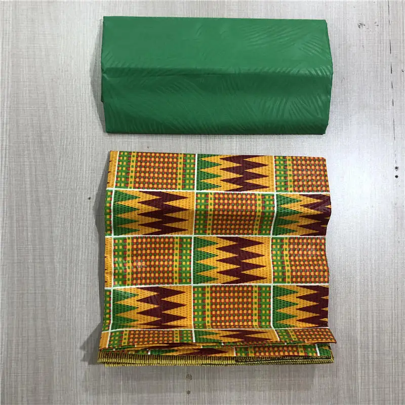 Yellow african kente prints wax fabric polyester sewing fabric wax style design african prints polyester 4 yards AW30 - Цвет: 4