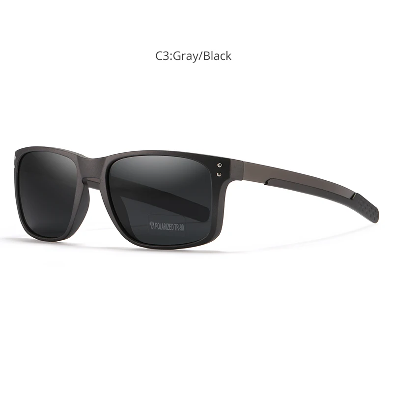 C3 Gray KDEAM, прямоугольные, поляризационные солнцезащитные очки, мужские, для улицы, для вождения, солнцезащитные очки, мужские, TR90, гибкая оправа, Микс, нержавеющая сталь, дужки - Цвет линз: C3 Gray