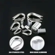 SHGO HOT-250Pcs трос кабель наперсток комбо и алюминий обжимной петли рукав Ассортимент Комплект для провода веревки кабель наперсток установка