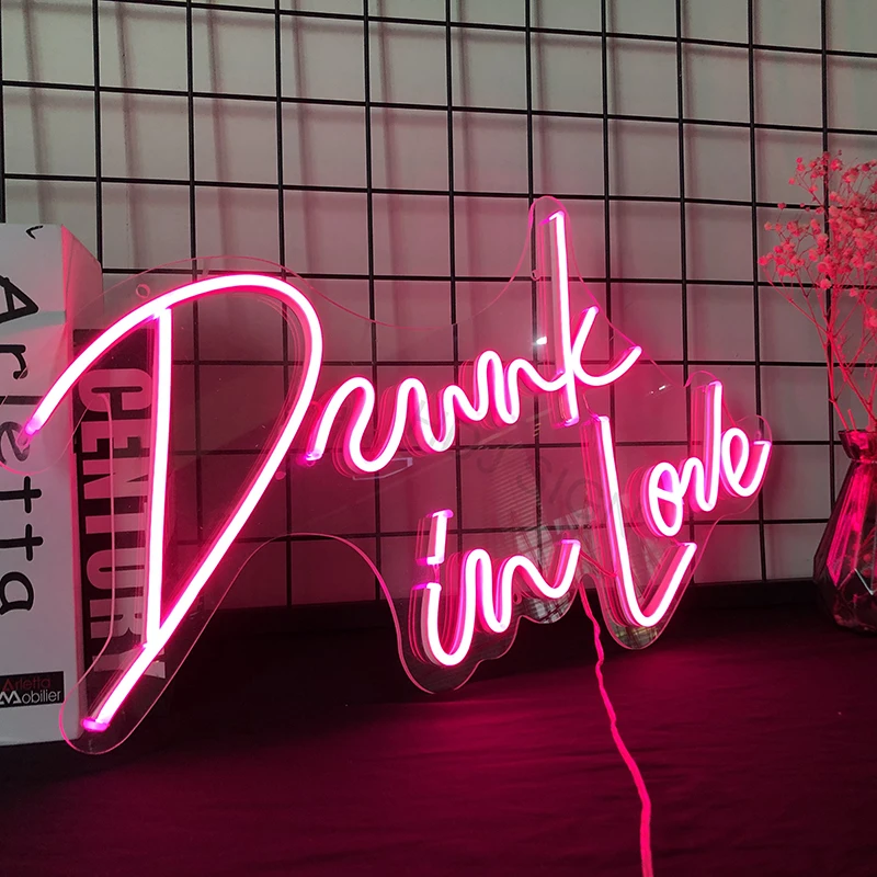 

Neon Sign Light Custom Waterproof Flex Led 3D Drink in love Acrylic Wall Hanging Wall office Home Decoration Ins Neon Top