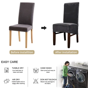 

1/2/4/6pcs Dozzlor Large Chair Cover Seat Protector Universal Fit Stretch Removable Slipcover For Dining Room