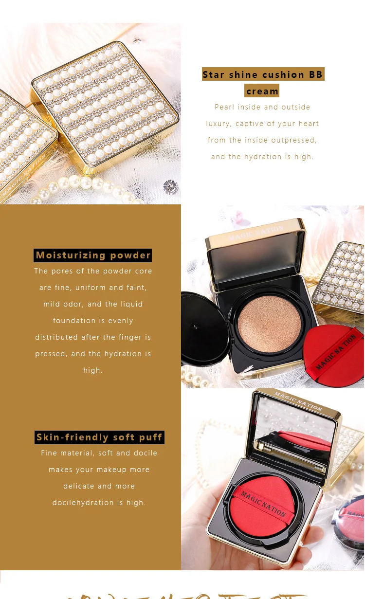 MAGIC NATION BB Cream Air Cushion Concealer Moisturizing Foundation Sunscreen Makeup Bare Whitening Face Cream Korean Cosmetics