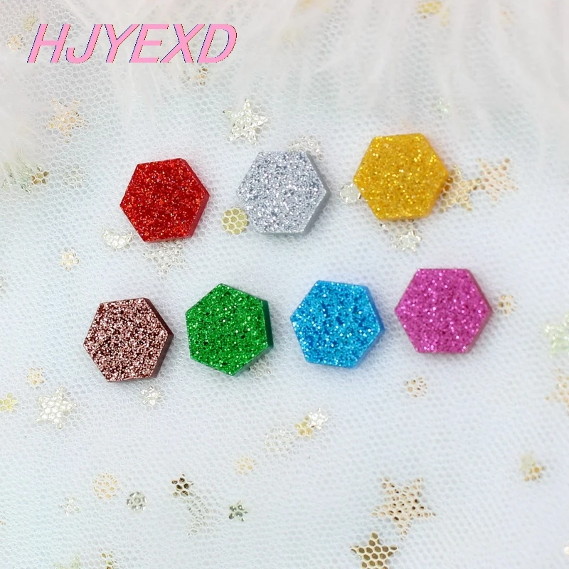 10 мм/12 мм/16 мм без отверстия Ассорти Позолоченные шестигранные серьги(без стержня) шестигранные фитинги Лазерная Cut-AC1023