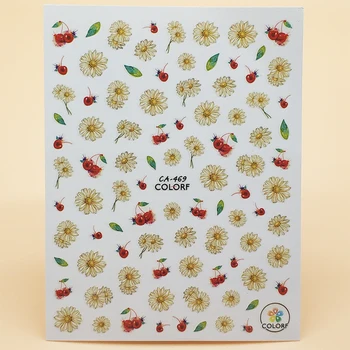

3D Nail Sticker Girl Manicure Decals Decoration Stickers for Nails Daisy Flowers Cherry Design Nail Art Sticker Accessories