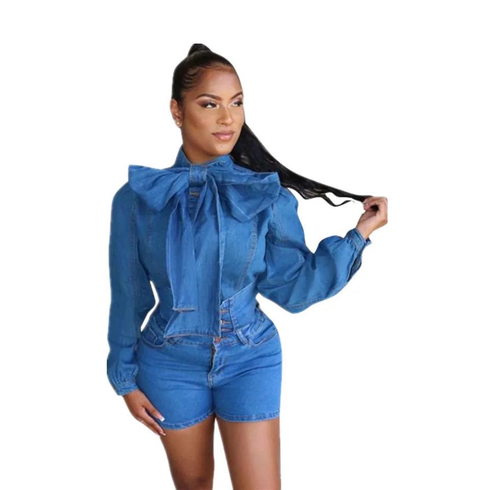 high neck denim shirt