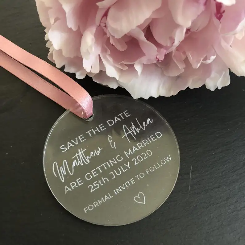  Personalised Clear Acrylic Wedding Invitationwedding save the datewedding favorBirthday Party Guest - 4.00027E+12