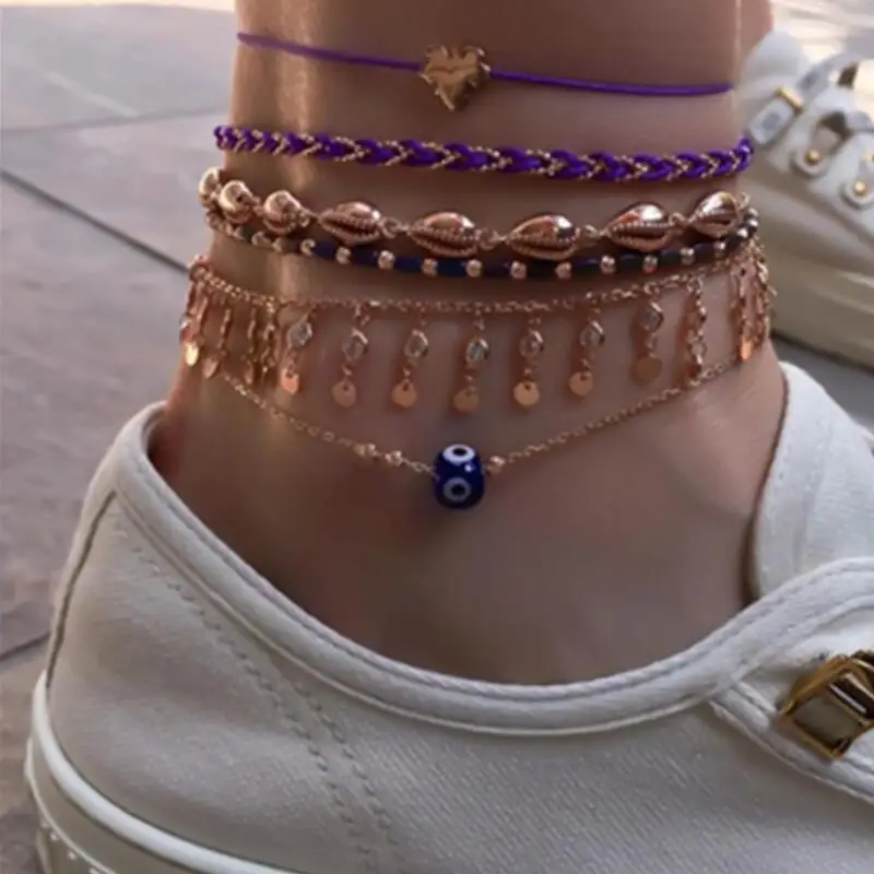 Tocona 6pcs/sets Bohemian Summer Shell Gold Anklets for Women Men Colorful Rope Tassel Foot Chain Jewelry Wholesale 8730 Tocona 6pcs/sets Bohemian Summer Shell Gold Anklets for Women Men Colorful Rope Tassel Foot Chain Jewelry Wholesale 8730