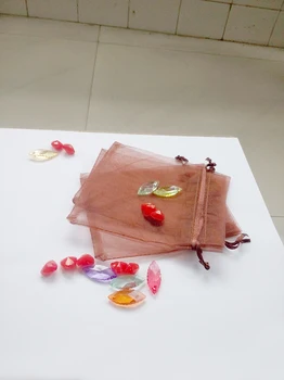 

100pcs 15*20 Brown gift bags for jewelry/wedding/christmas/birthday Organza Bags with handles Packaging Yarn bag
