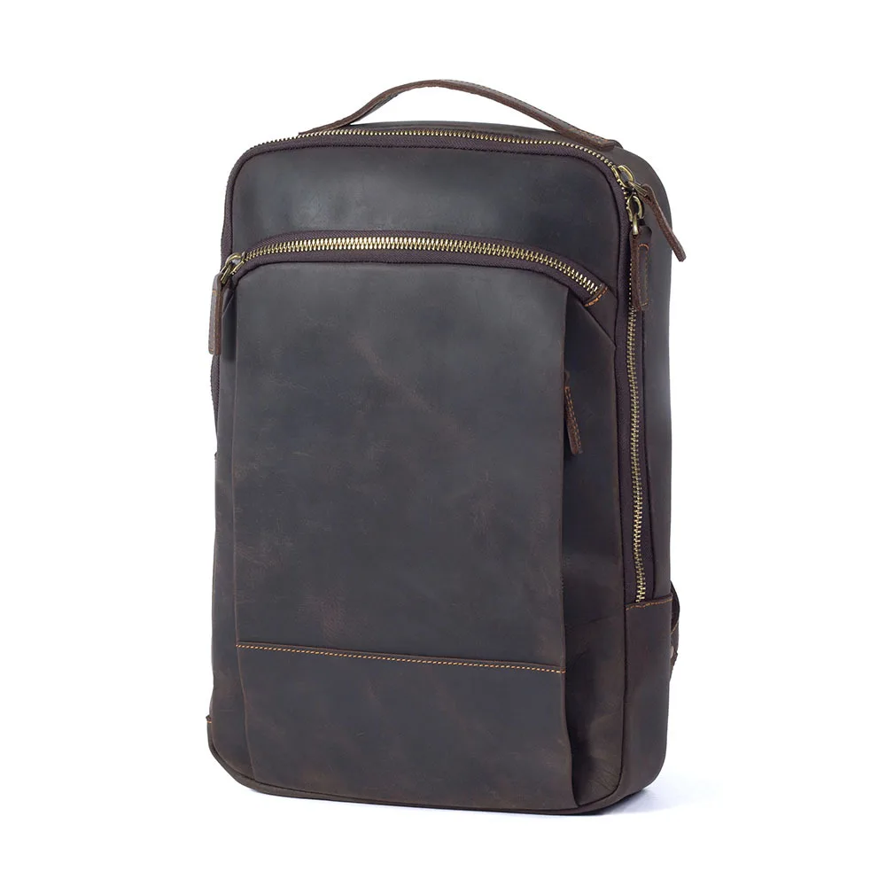 Front Display Color Dark Brown of Leather Backpack