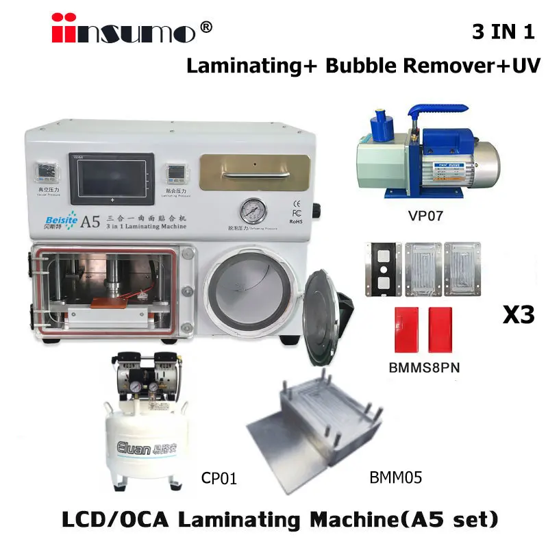 

NOVECEL A5 Set Newest 3 In 1 Professional LCD Screen Laminating Bubble Remover For Mobile Phone Curved / Flat Screen Lamination