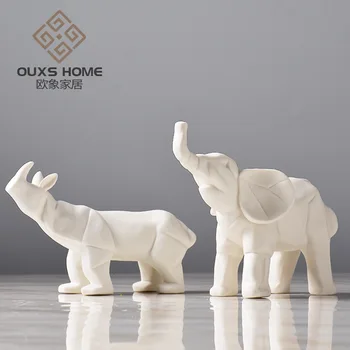 

Nordic modern minimalist elephant rhinoceros animals pose ceramic creative living room TV cabinet wine cabinet home decoration