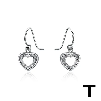 

NEW 100% 925 Sterling Silver Blue Heart T Attractive Elegance Temperament Earrings World Fit Women Original Fashion Jewelry