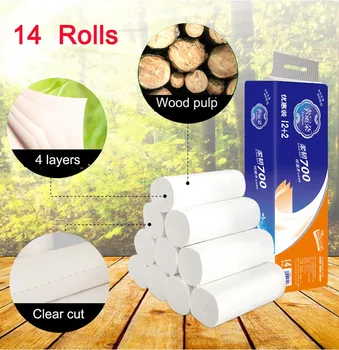 

14PC Rolls Toilet Paper Bulk Rolls Bathroom White Tissue Bathroom Soft toilet paper rolls pack rolling paper D401