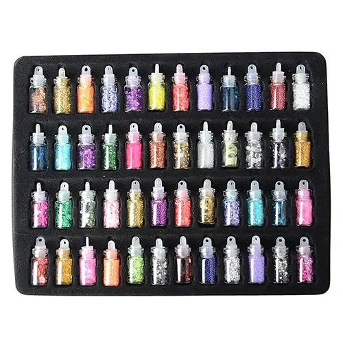 48 Colors Bottle Nail Art Decoration Sequins Glitter Thin Flakes Decorations Sets for Nails Flash Foils Charms | Красота и здоровье