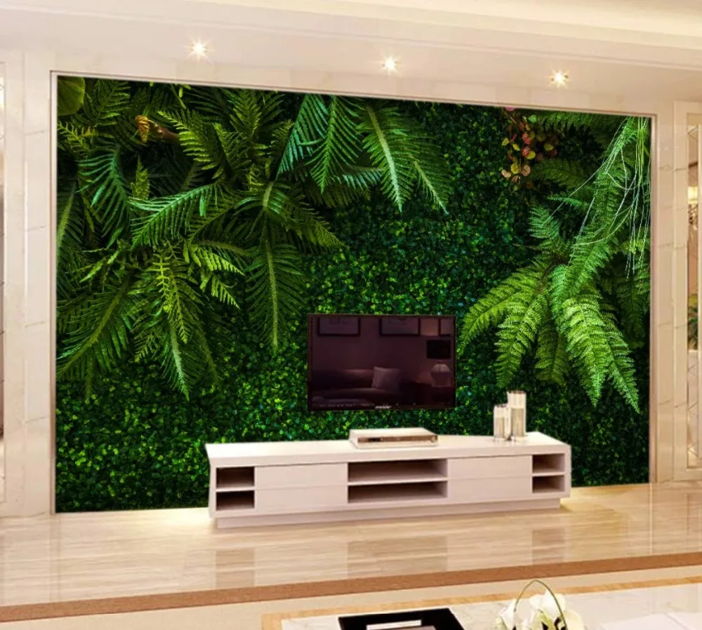 Beibehang пользовательские высокое качество модные интерьерные обои тропический лес листья зеленый ТВ фон papel де parede скачать