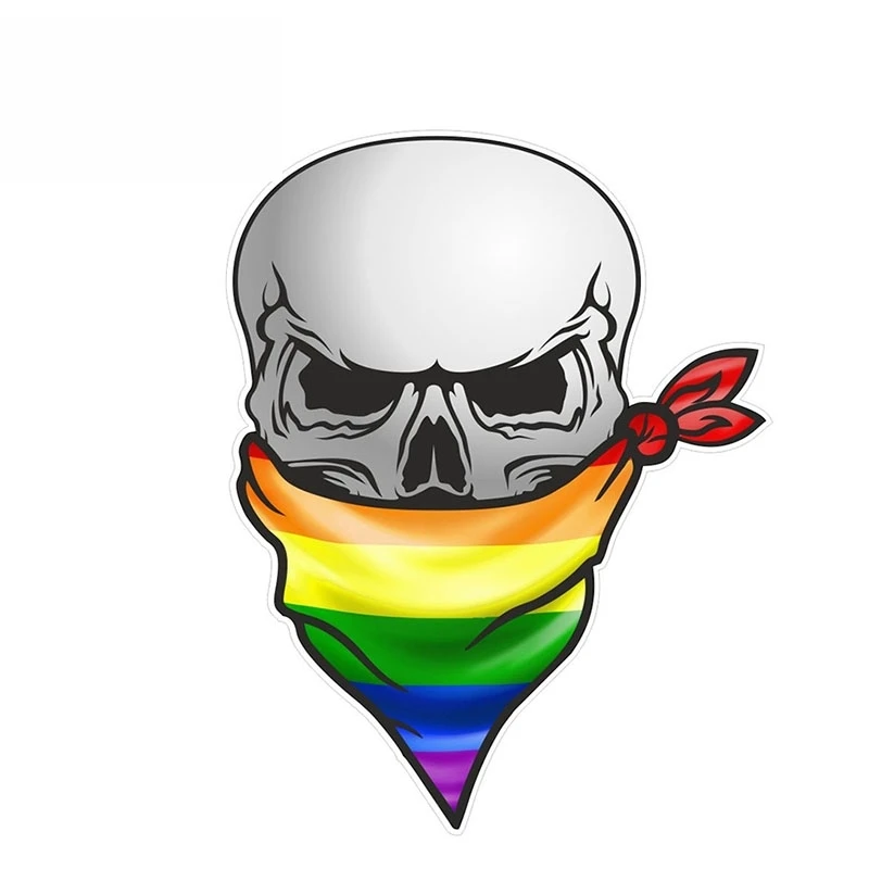

SZWL Готический Байкерский пиратский череп с лицом бандана ЛГБТ, гей-Прайд Радужный Флаг Виниловая наклейка для автомобиля, 12 см * 8 см