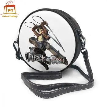 

Shingeki No Kyojin Shoulder Bag Eren Yeager Leather Bag Crossbody Teenage Women Bags Pattern Woman Mini High quality Round Purse