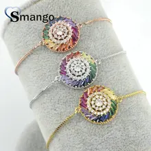 Оптом медный микро проложить 8 цветов круглые, с цирконом браслет с шармом в 3 цветах высокое качество покрытие 5or10pcs, B0096