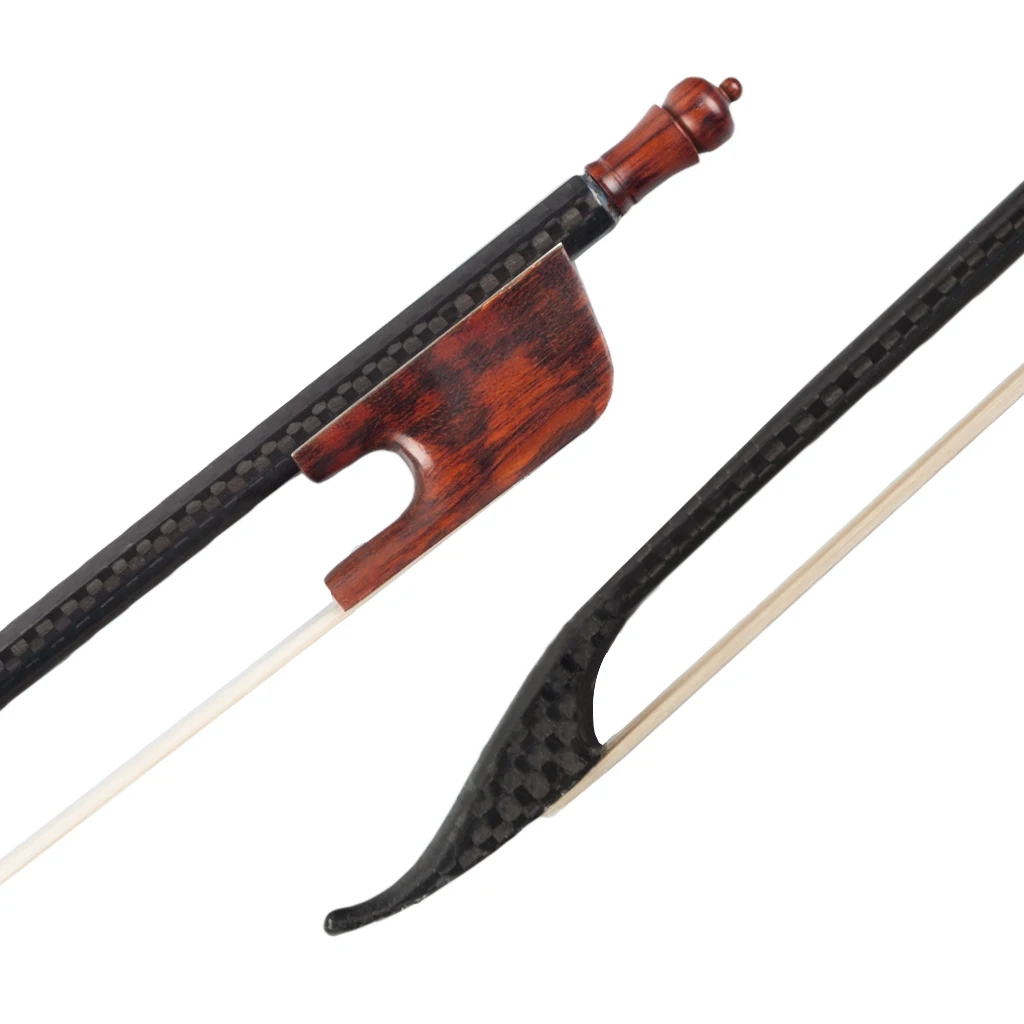 Стиль барокко 4/4 Скрипка Лук из углеродного волокна круглая палочка Snakewood Лягушка белый конский волос хорошо сбалансированный