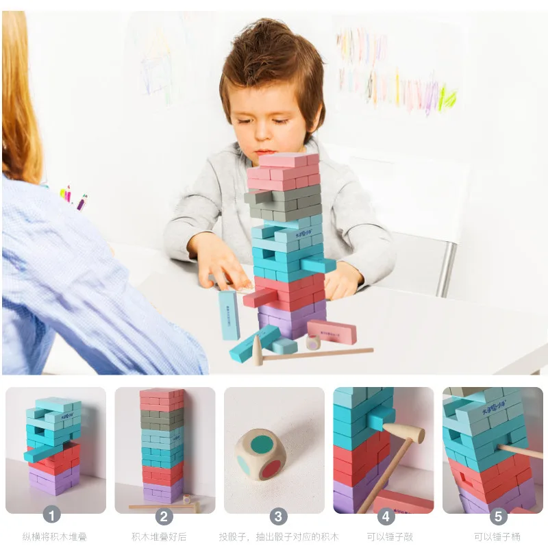 

Big Hands for Color Bricks Pro Building Blocks Jenga Tabletop Game Stack-up Music Educational Parent And Child Toy