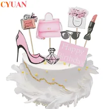Розовый Топпер для торта «С Днем Рождения» Свадебные вечерние кекс Decoracion Мода помада цветок для взрослых день рождения торт поставки