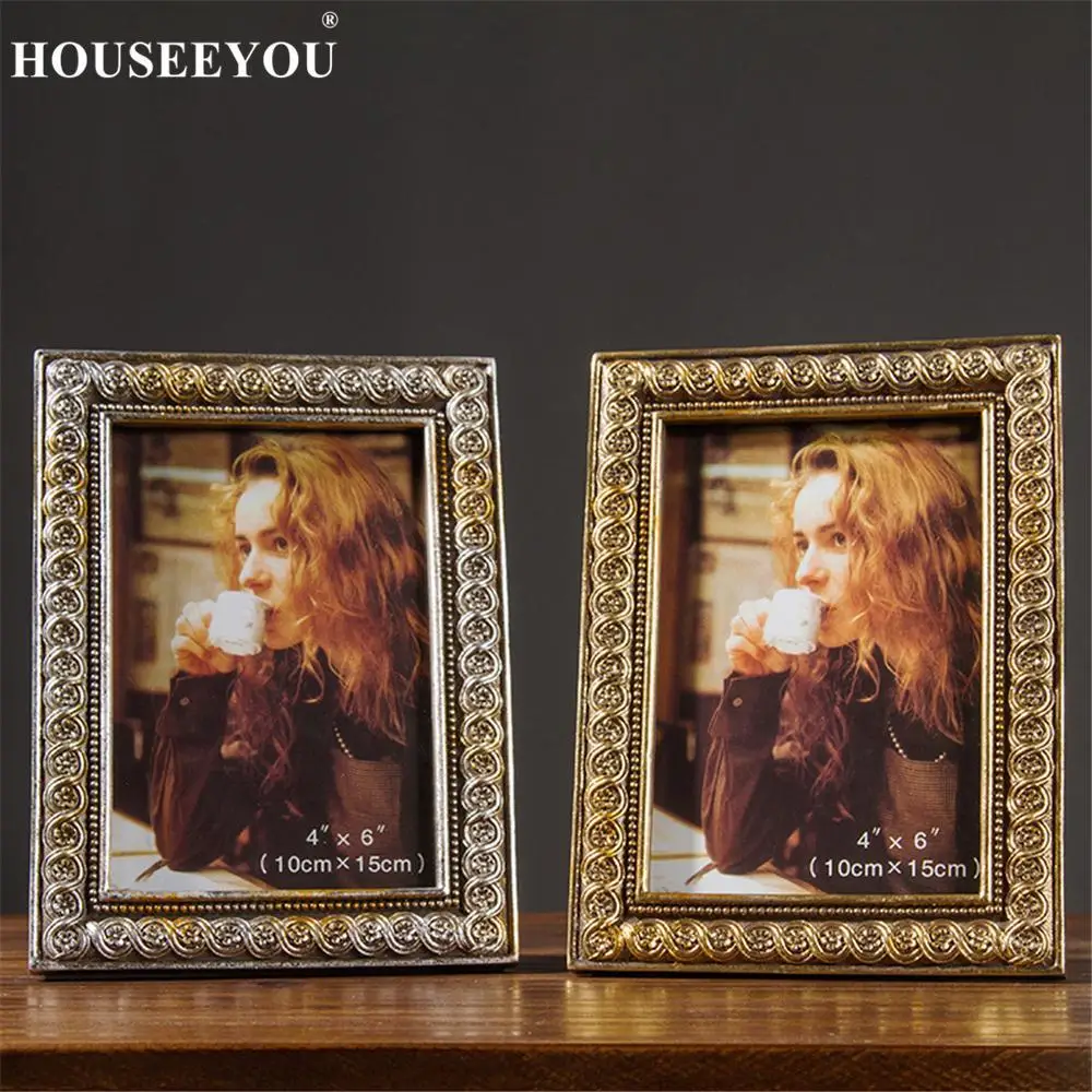 

American Country Retro 6 Inch Resin Photo Frame Table European Embossed Picture Frame Home Decorations Party Wedding Gifts