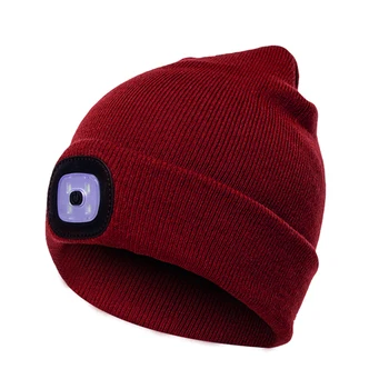 

Outdoor Unisex Kintted Hat Led Light Autumn Winter Warm Beanie Cap Flashlight Lamp for Camping Hiking Walking Fishing Running