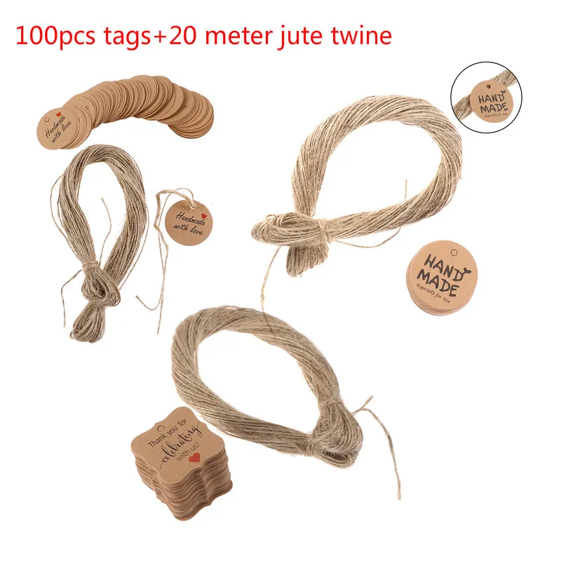 100pcs Brown Kraft Gift Tags Thank You Paper Tags For Baby Shower Party Favors Personalized Wedding Gifts for Guests