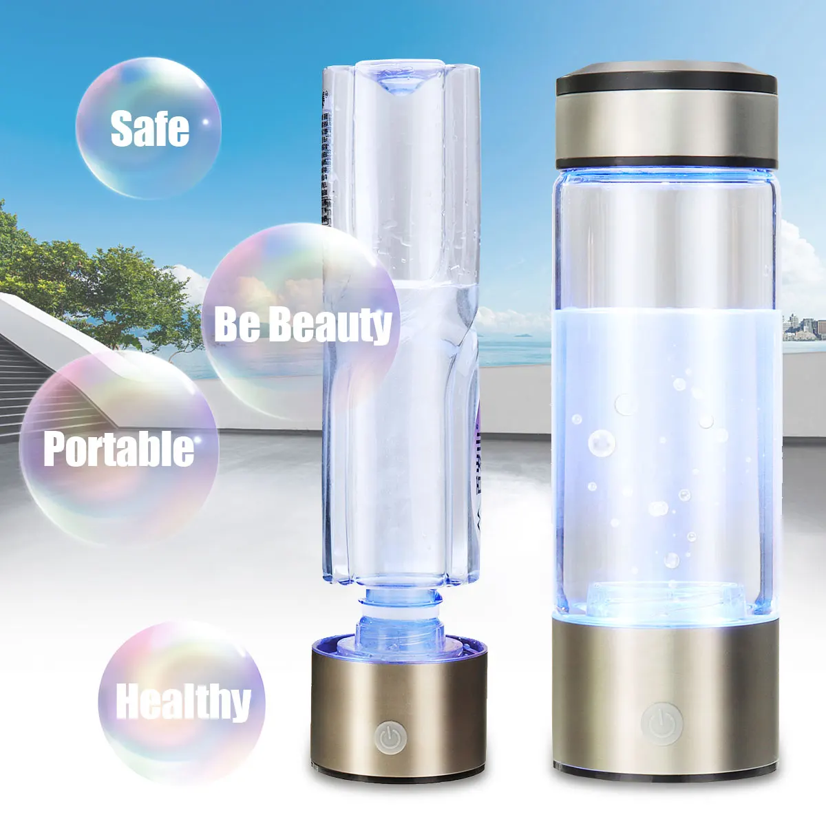 Günstig Tragbare Wasserstoff Reiche Wasser Flasche Alkalische lonizer Wasserstoff Wasser Generator Maker Wiederaufladbare Wasser Ionisator Filter Anti Aging