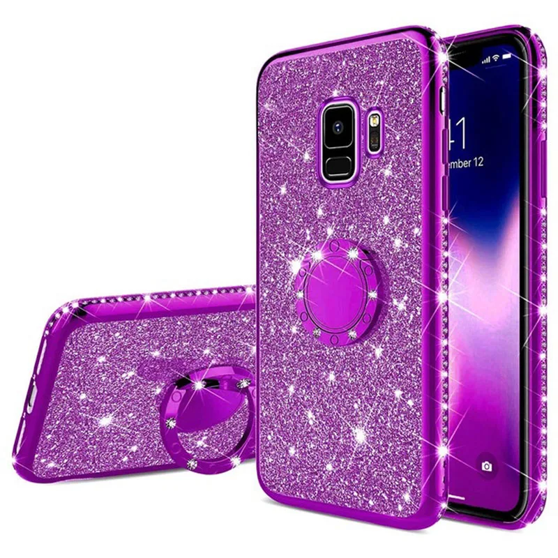 Luxury Bling Ring Soft Cover Case For Samsung Galaxy S8 S9 S10 Plus S10e A10 A20 A20E A30 A40 A50 A60 A70 A6 A8 J4 J6 Plus 2018 samsung silicone cover