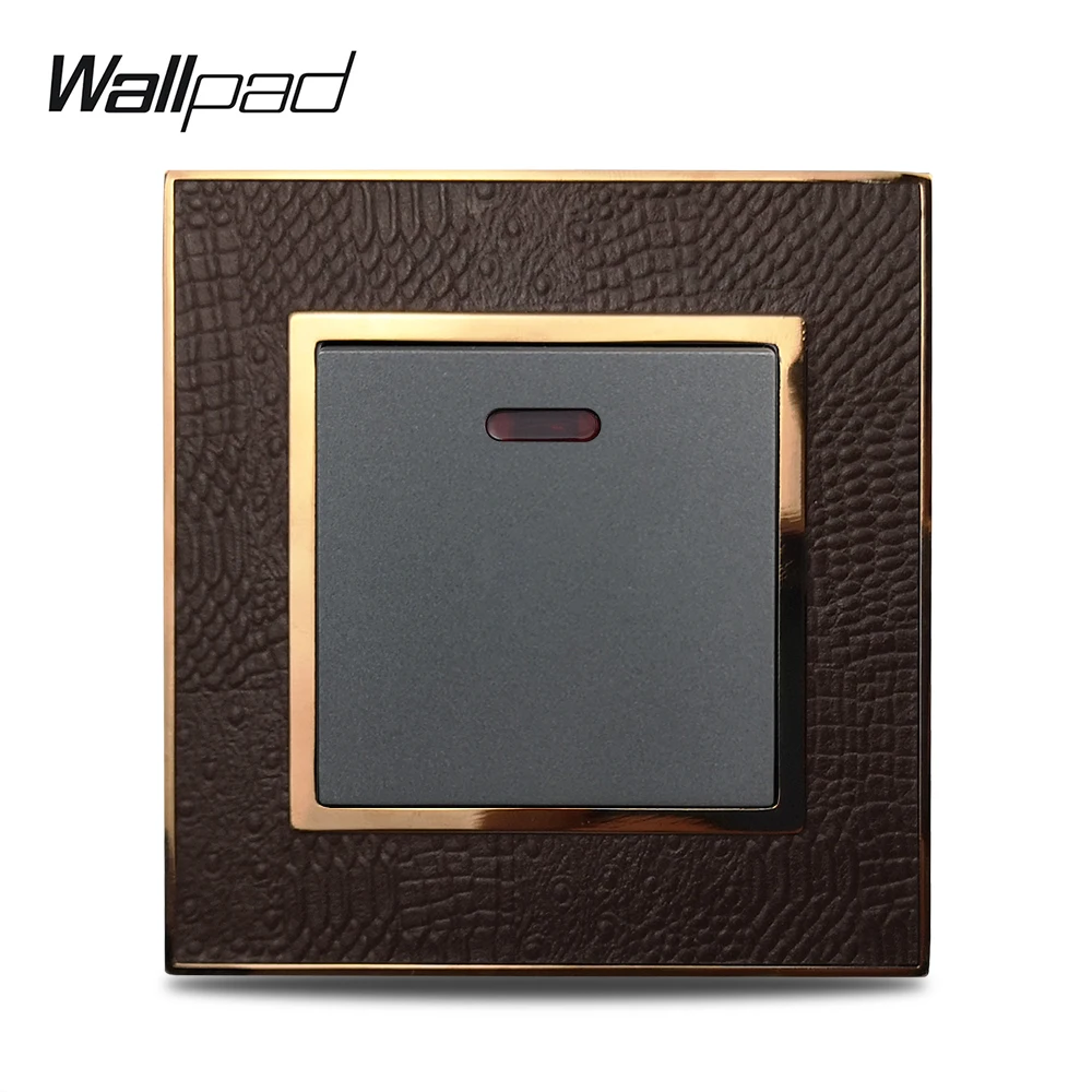 

Wallpad L1 Leather Gold Panel 20A 45A Double Pole DP Switch for Water Heater Cooker Unit Air Conditioner