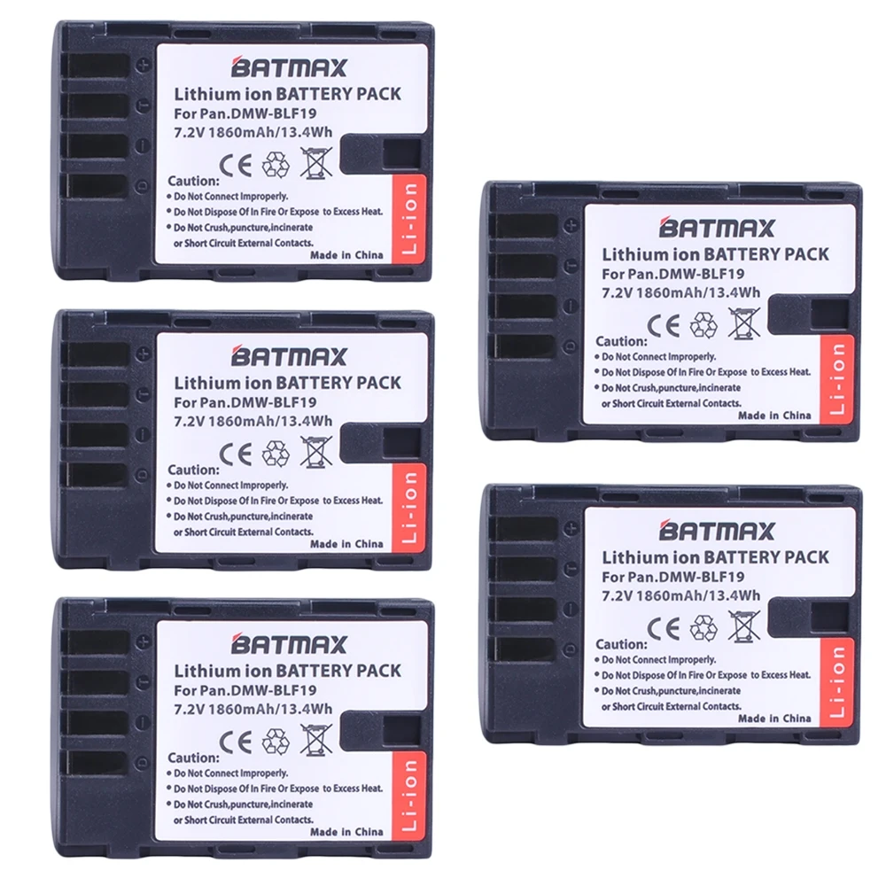2 шт. 1860 мАч DMW-BLF19, DMW-BLF19e, DMW-BLF19PP батарея для Panasonic Lumix DC-GH5, DMC-GH3, DMC-GH3K, GH4, GH4K цифровой камеры - Цвет: 5Pcs