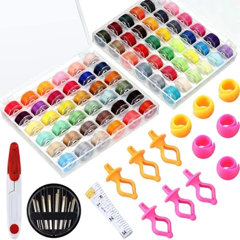 

116 Pcs of Bobbin and Sewing Tool Kit, Including Sewing Machine Needle, Measuring Rule and Scissors