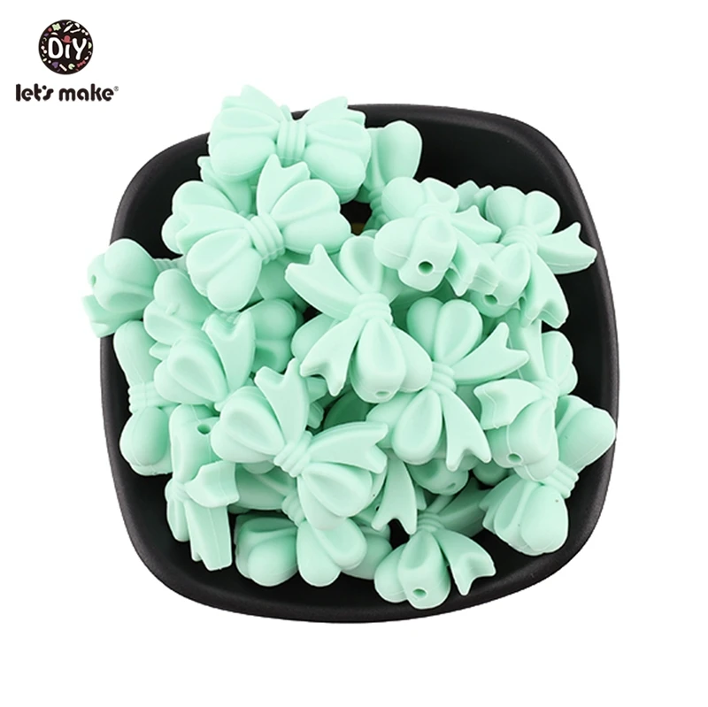 Mint Let's Make 20 шт 2,0 см* 2,7 см BPA бесплатно силиконовые бусины-бантики силикон для жевания высококачественные детские принадлежности для кормления нетоксичные - Цвет: Mint