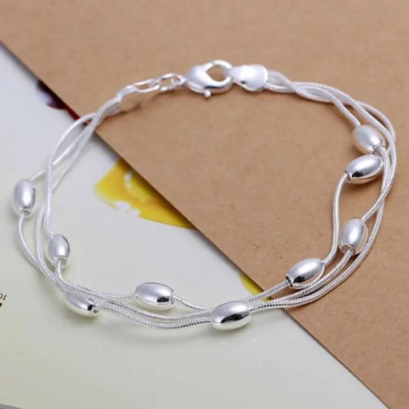 Модное серебряное кольцо Цвет браслет Для женщин три-линейный браслет ювелирные изделия Высокое качество Мода очарование для женщин аксессуары для браслетов