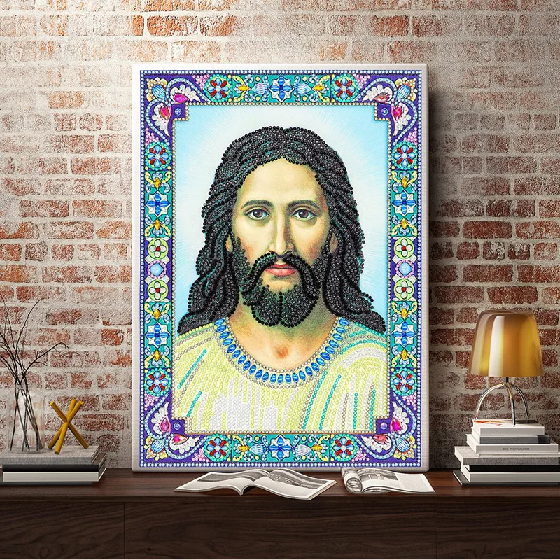 RUBOS 5D DIY Diamond Painting Icon of Jesus Christ Diamond Embroidery Mosaic Partial Large Bead Pearl Glass Stone Sale Gift Set (2)