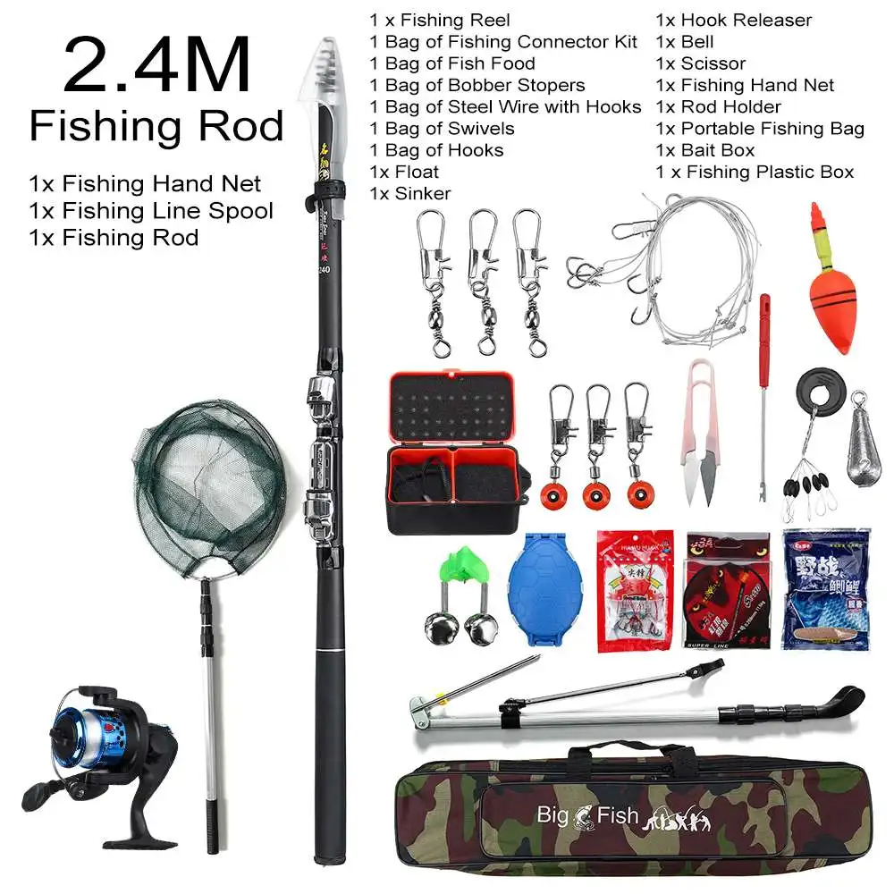 

19Pcs/Set Professional Fishing RodReels Combos Spinning Reel Telescopic Fishing Pole 2.4M 2.1M 1.8M Carbon Fiber Travel Rods
