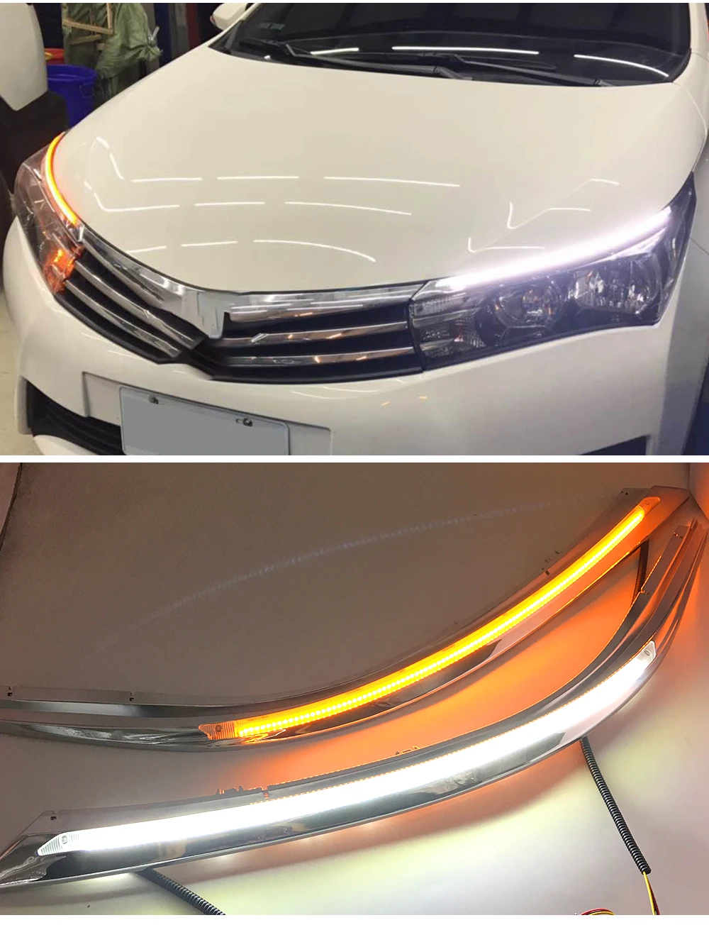1 пара светодиодный DRL головной светильник для бровей для Toyota Corolla дневной ходовой светильник течёт динамический желтый