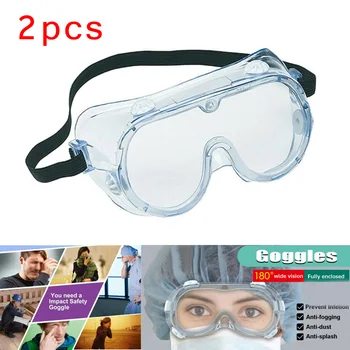 

Anti-droplets Goggles Adult 2PCS Clear Safety Lab Anti Chemical Splash